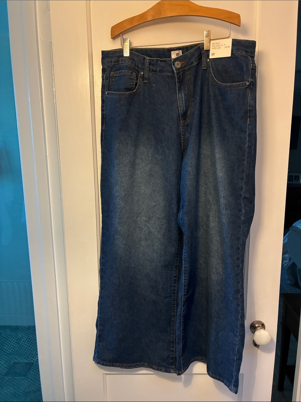 !it jeans Women's Wide-Leg Flare Jeans in Dark Blue
